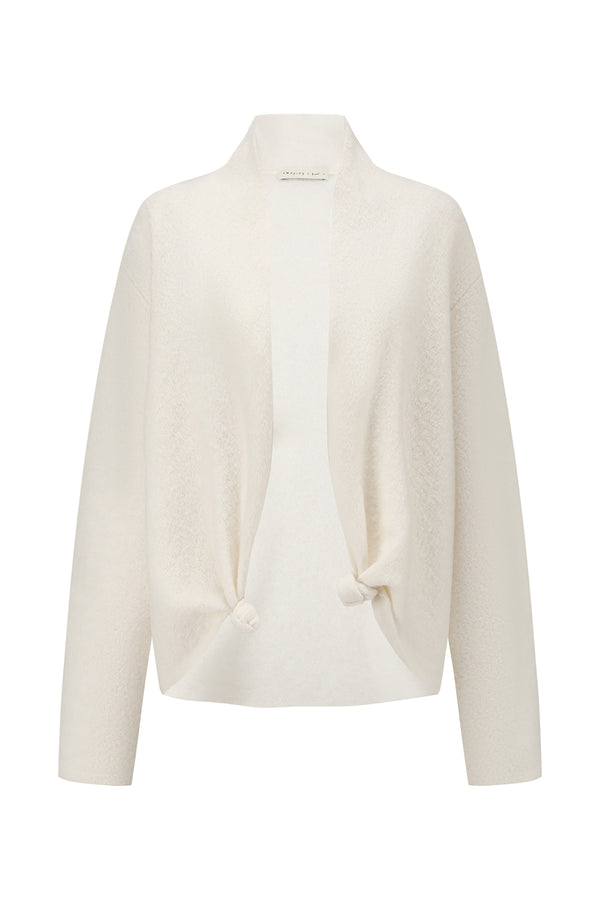 SWAYING 25 Autumn and Winter Lapel Twisted Cashmere Blend Cardigan SW-SW25AW1T33C1S2-BAI White